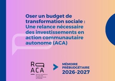Budget 2026 : le communautaire dépose ses revendications