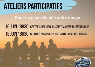 La MRC de La Haute-Gaspésie consulte dès ce soir la population dans le cadre du Plan Climat